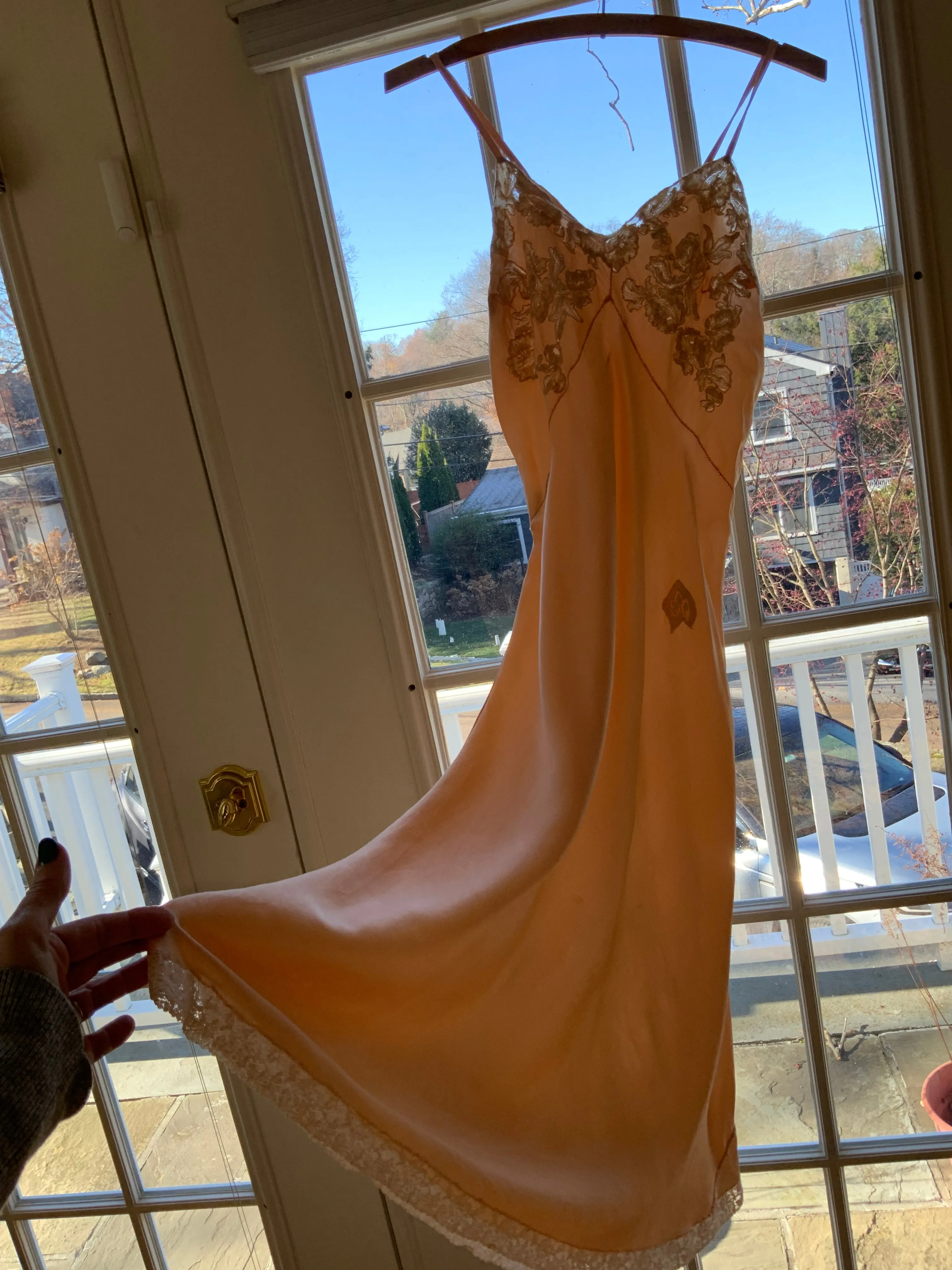 Pure Silk Lace Slip Dress - 50s - 50S