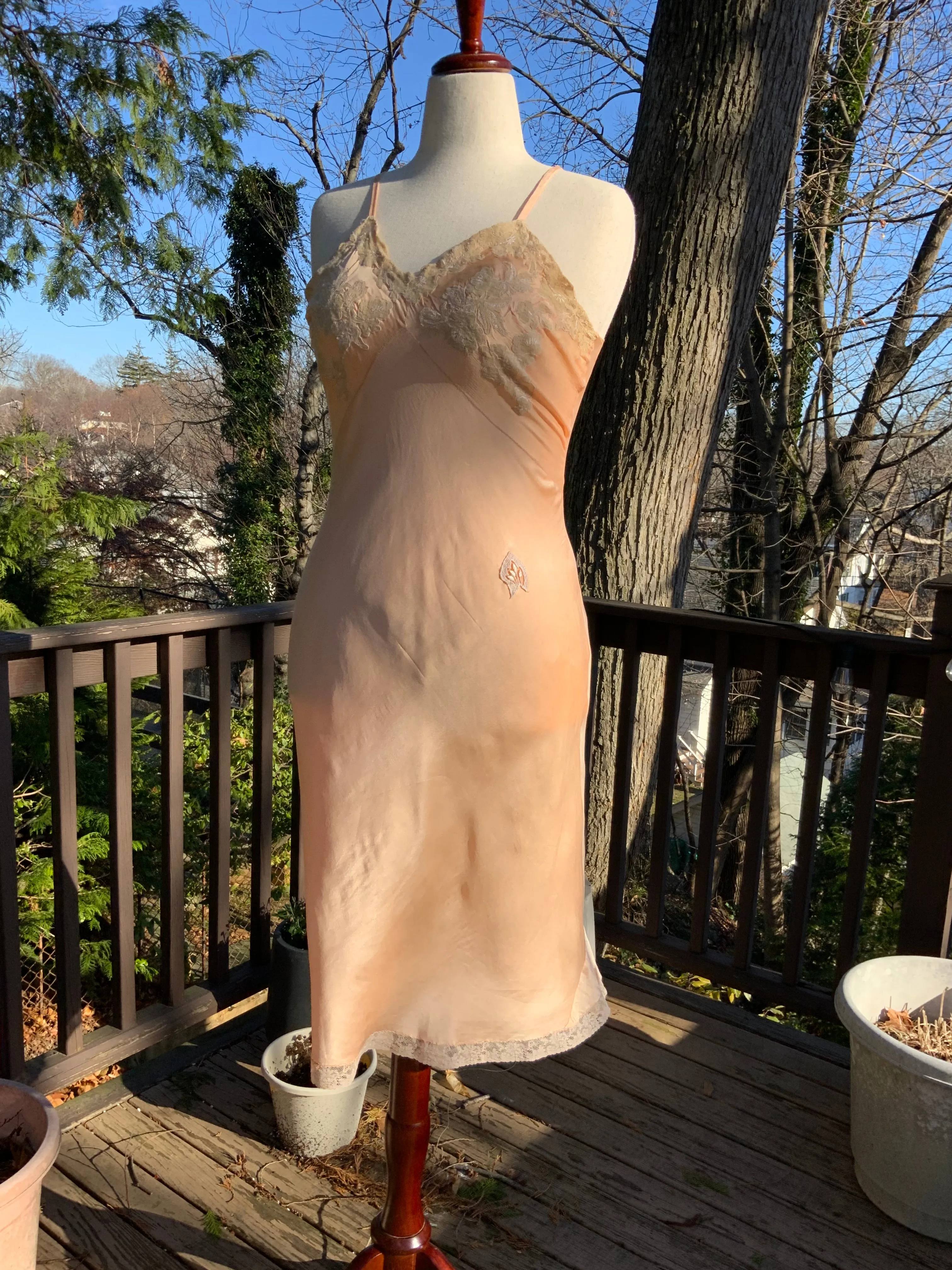 Pure Silk Lace Slip Dress - 50s - 50S