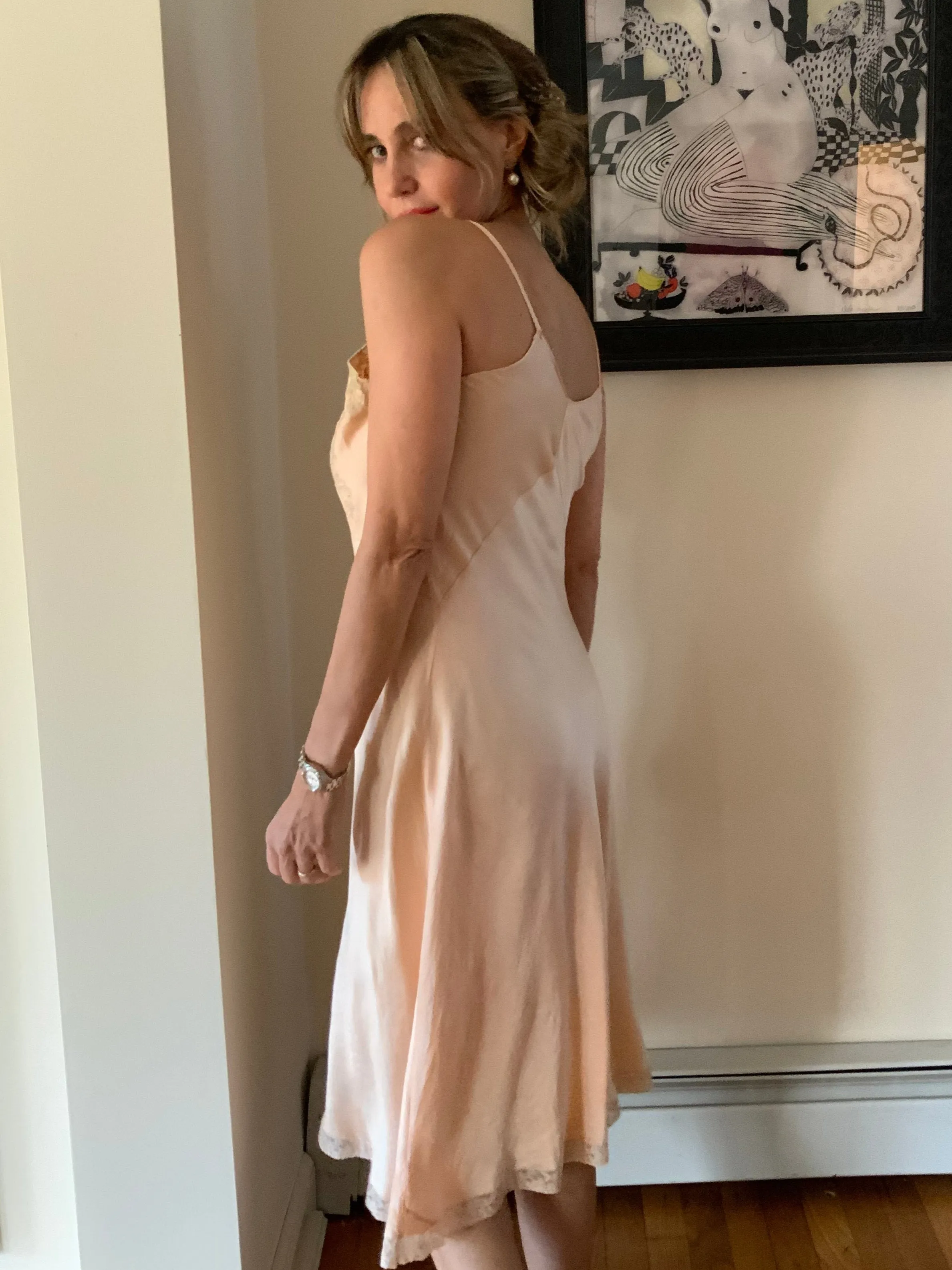 Pure Silk Lace Slip Dress - 50s - 50S