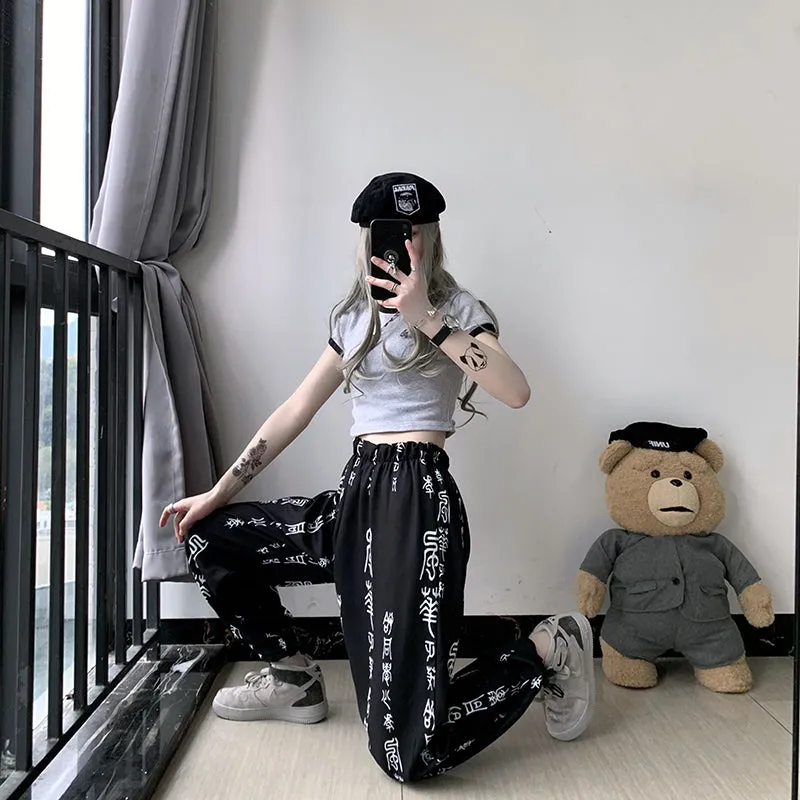 "DARK TEXT PRINTING" CASUAL PANTS K111005
