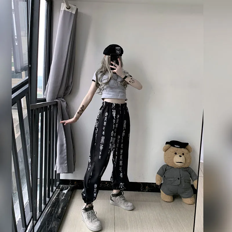 "DARK TEXT PRINTING" CASUAL PANTS K111005