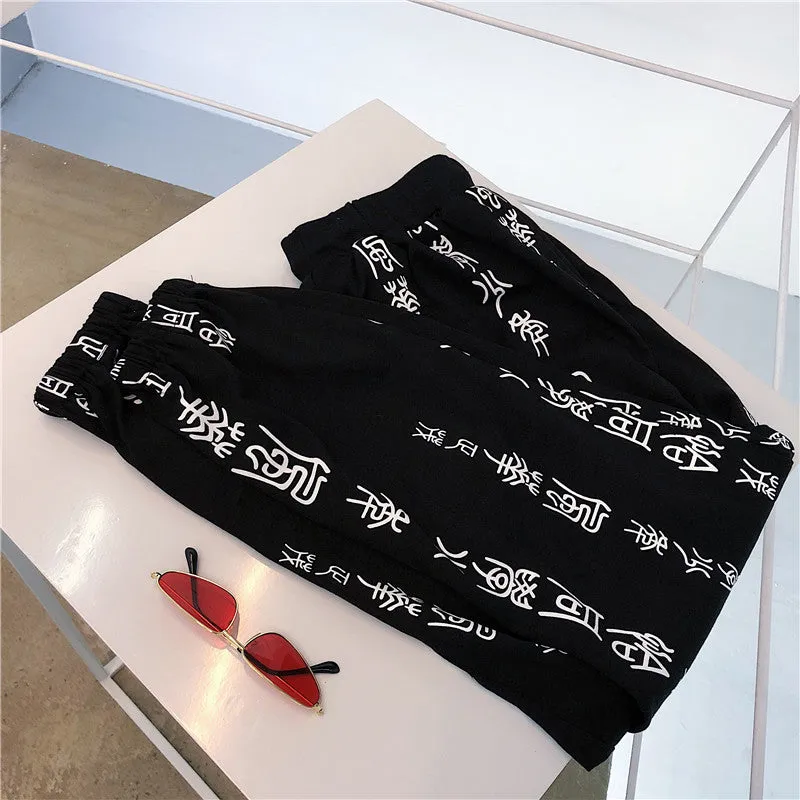 "DARK TEXT PRINTING" CASUAL PANTS K111005