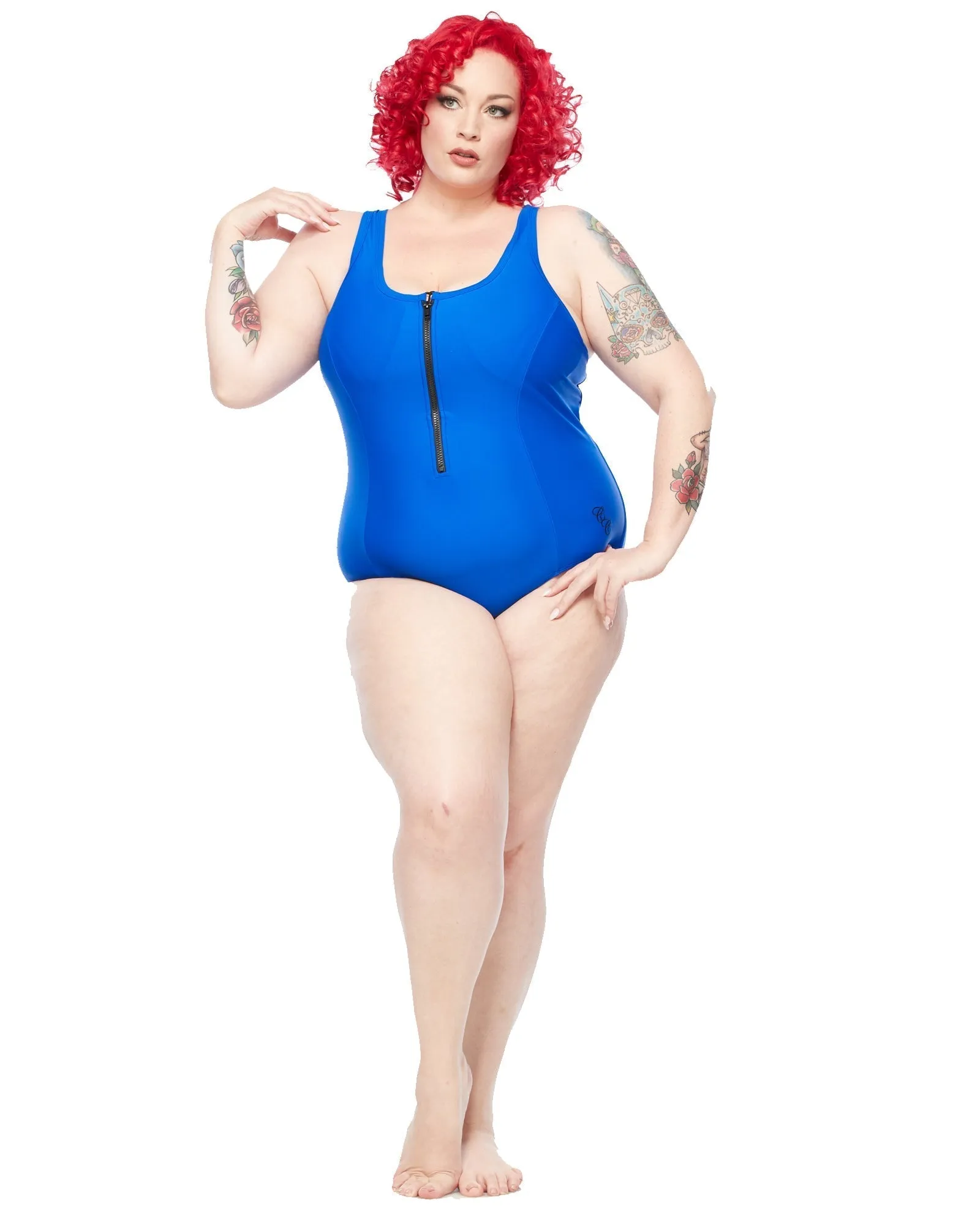 Racer Back Swimsuit Zip - Blue