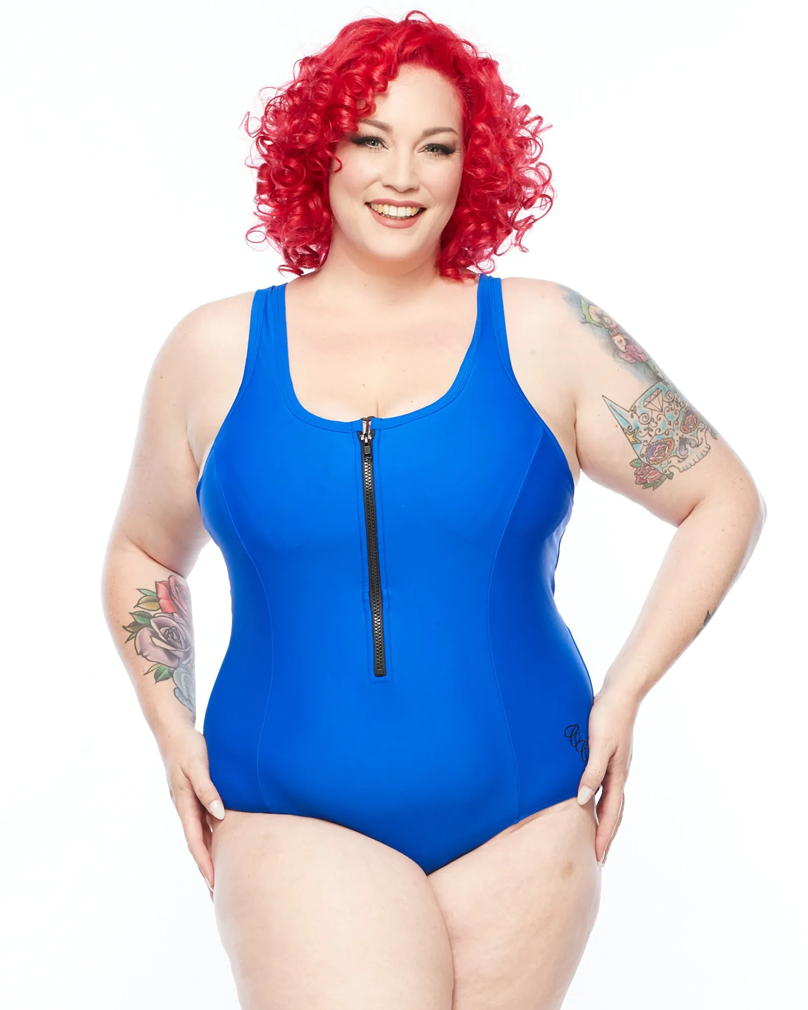 Racer Back Swimsuit Zip - Blue