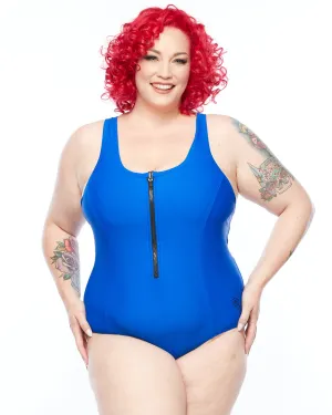 Racer Back Swimsuit Zip - Blue