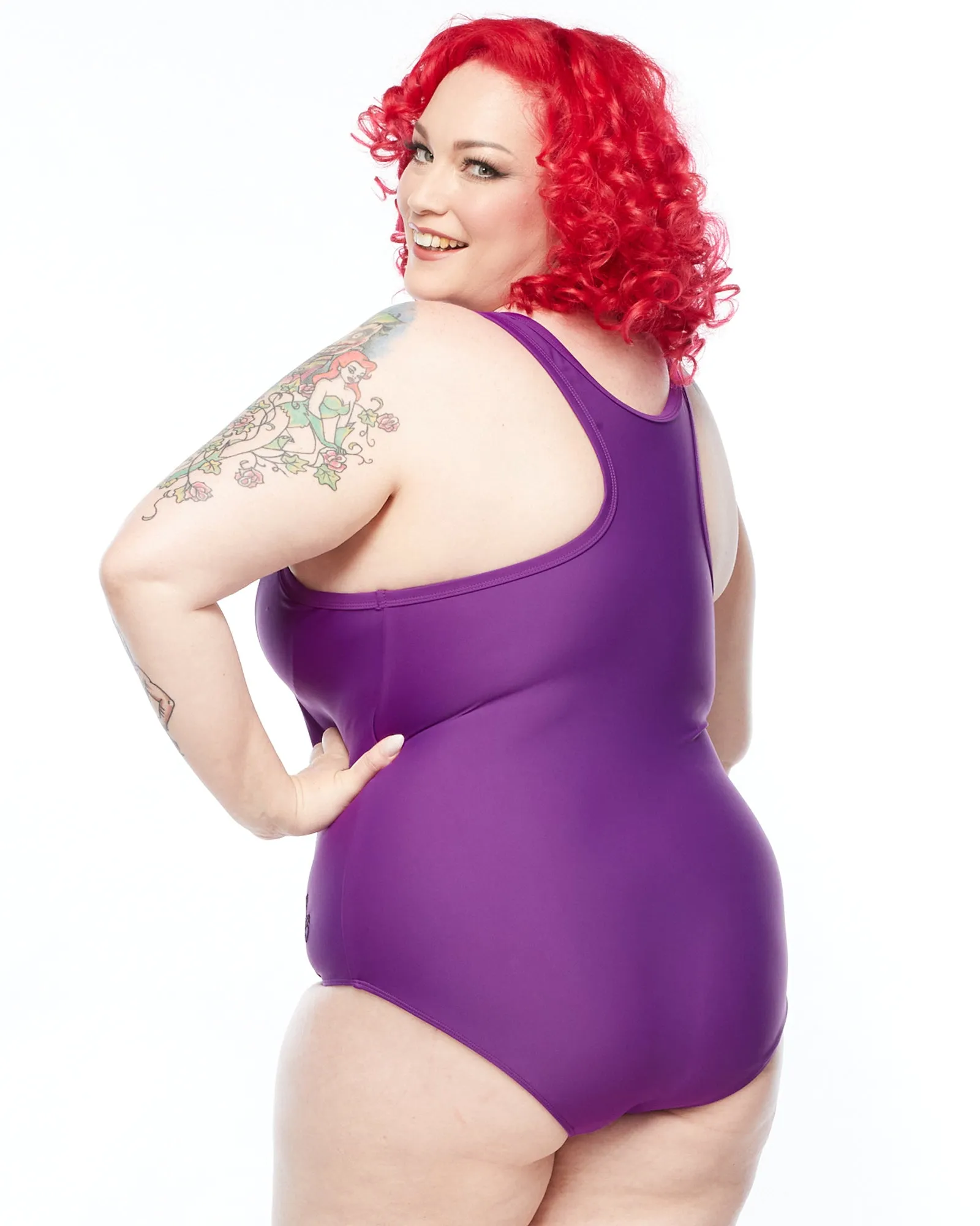 Racer Back Swimsuit Zip - Purple