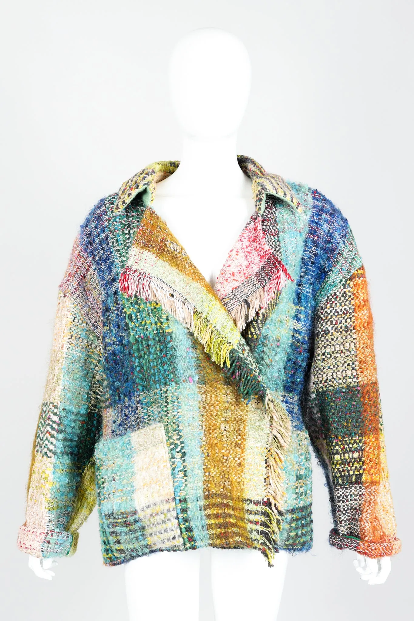 Rainbow Tweed Blanket Jacket