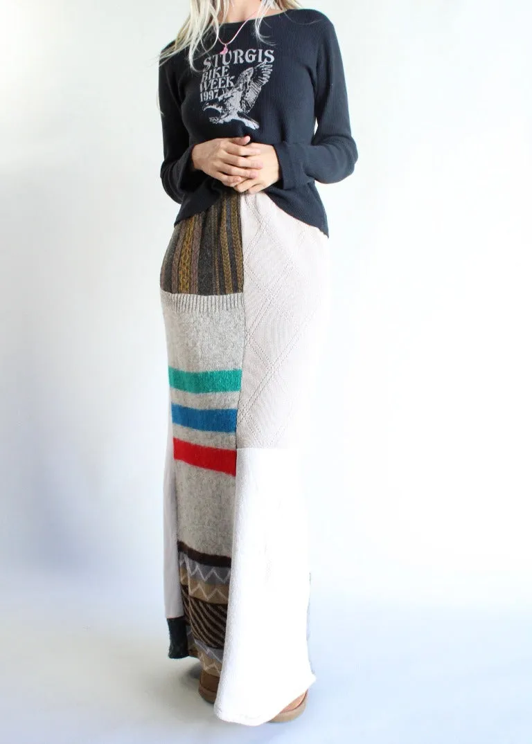 RCYCLD Knit Sweater Pieced Maxi Skirt