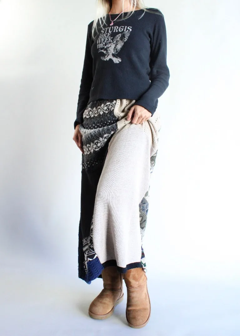 RCYCLD Knit Sweater Pieced Maxi Skirt