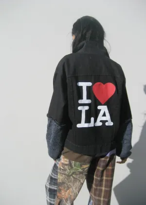 RCYCLD Love LA Knit Sleeve Denim Jacket