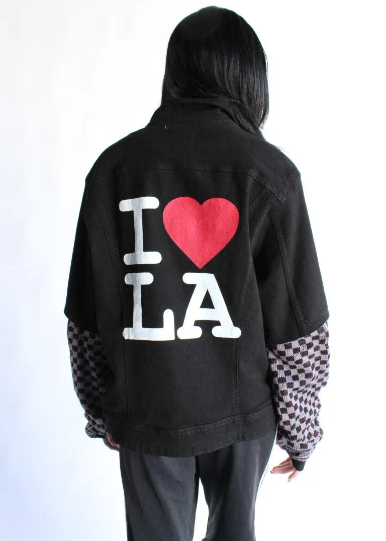 RCYCLD Love LA Knit Sleeve Denim Jacket
