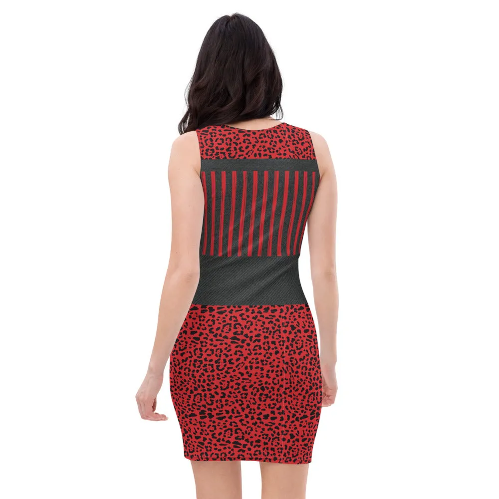 Red and Black Cheetah - Printed Dress