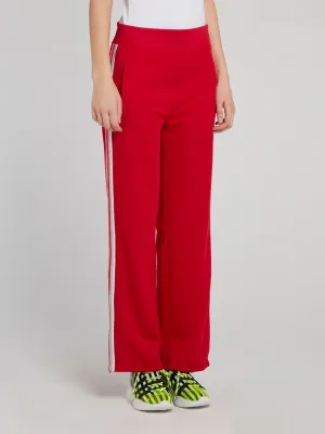 Red Side Stripe Flared Trousers