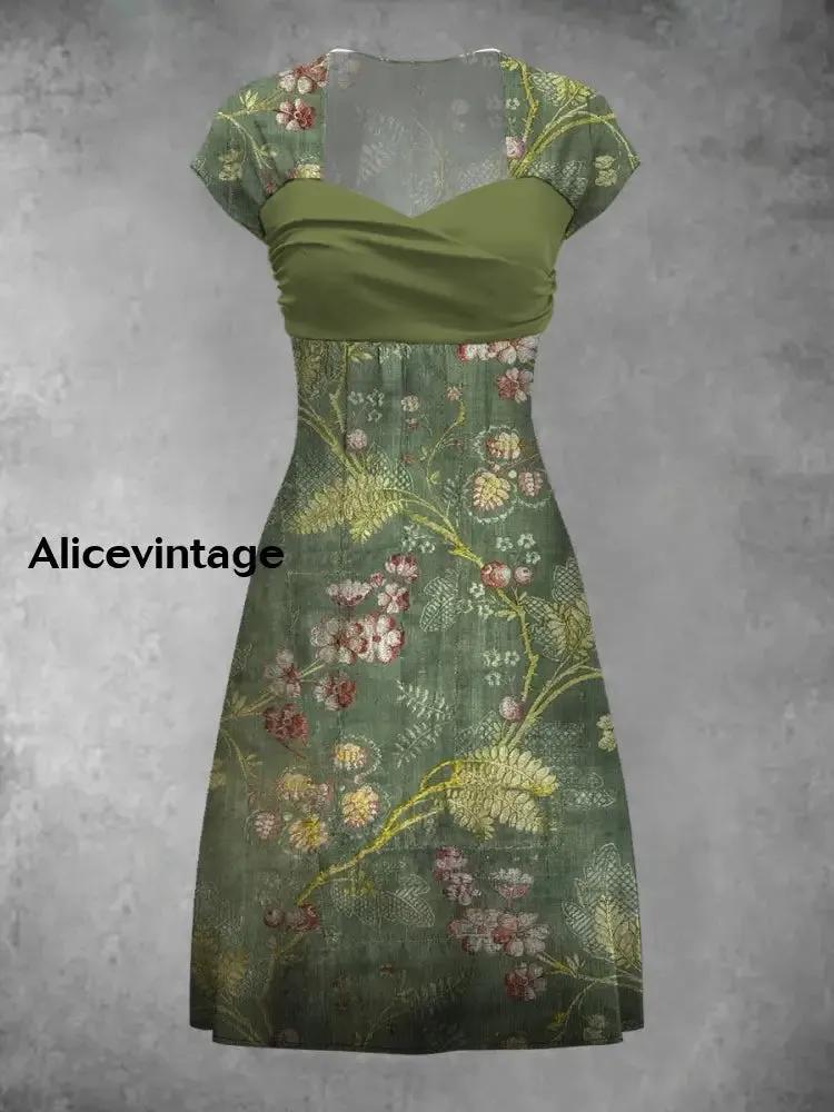 Retro Bohemian Style Art Print Elegant Chic Short-Sleeved Temperament Dress
