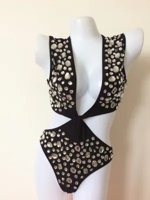 Rhinestone One Piece Crystal Diamond Swimsuit