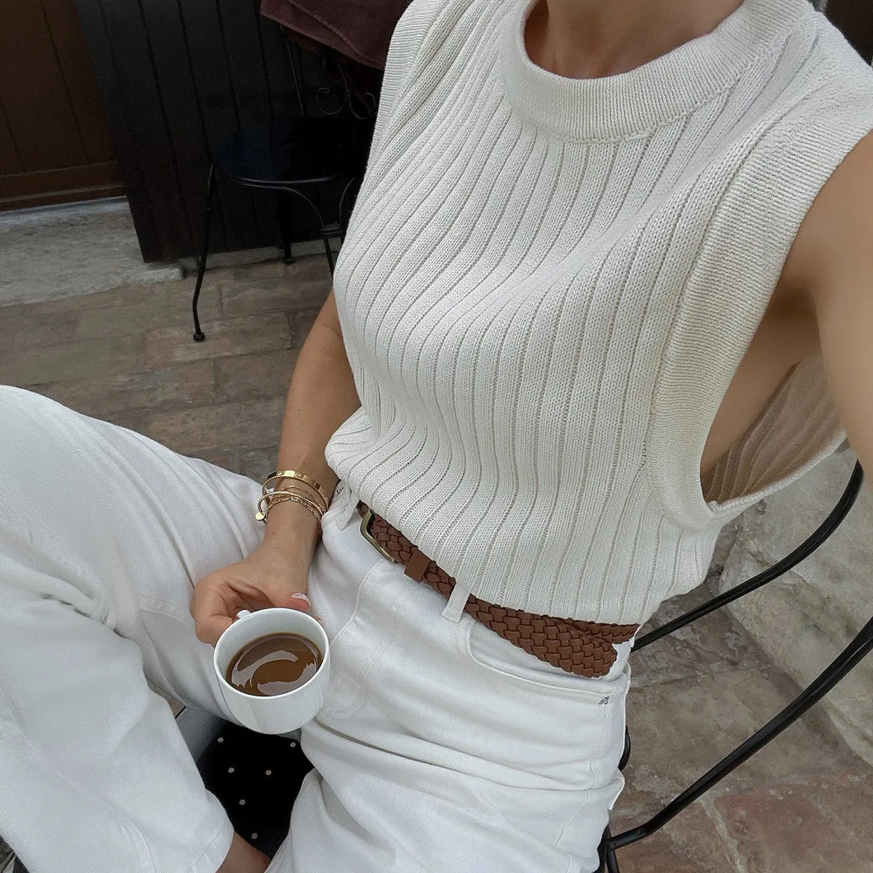 Ribbed Knit Sleeveless Top