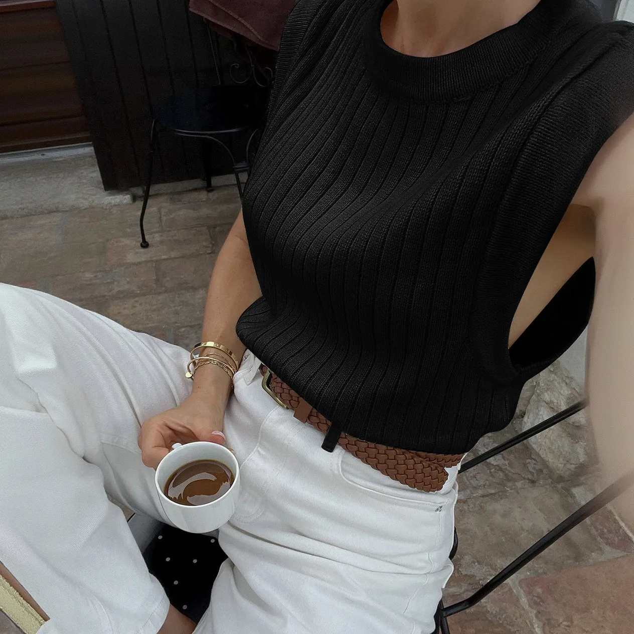 Ribbed Knit Sleeveless Top