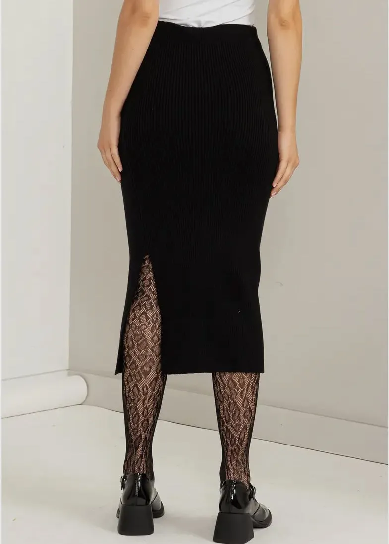 Ribbed Midi Sweater Skirt