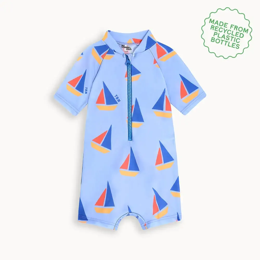Riki - Blue Sailboat Baby & Kids Swim Rash Suit