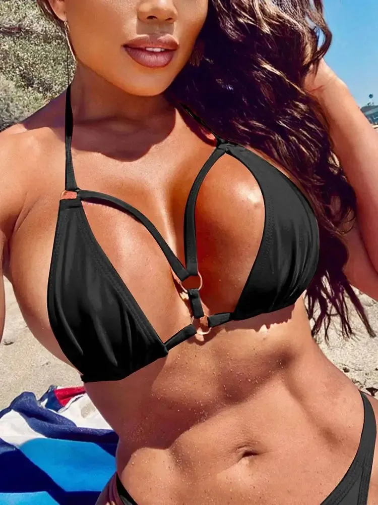 Rinabe Halter Bikinis - Solid Color Swimwear Set