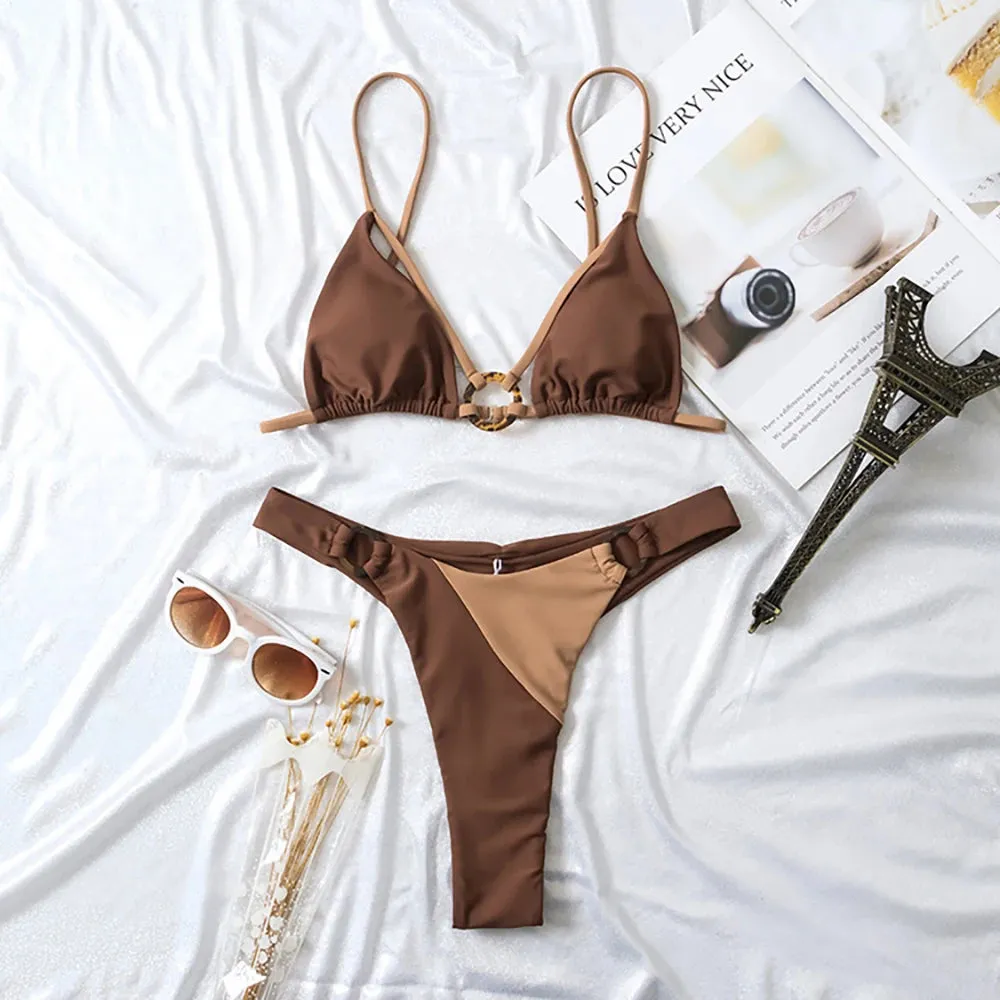 Rinabe Halter Bikinis - Solid Color Swimwear Set