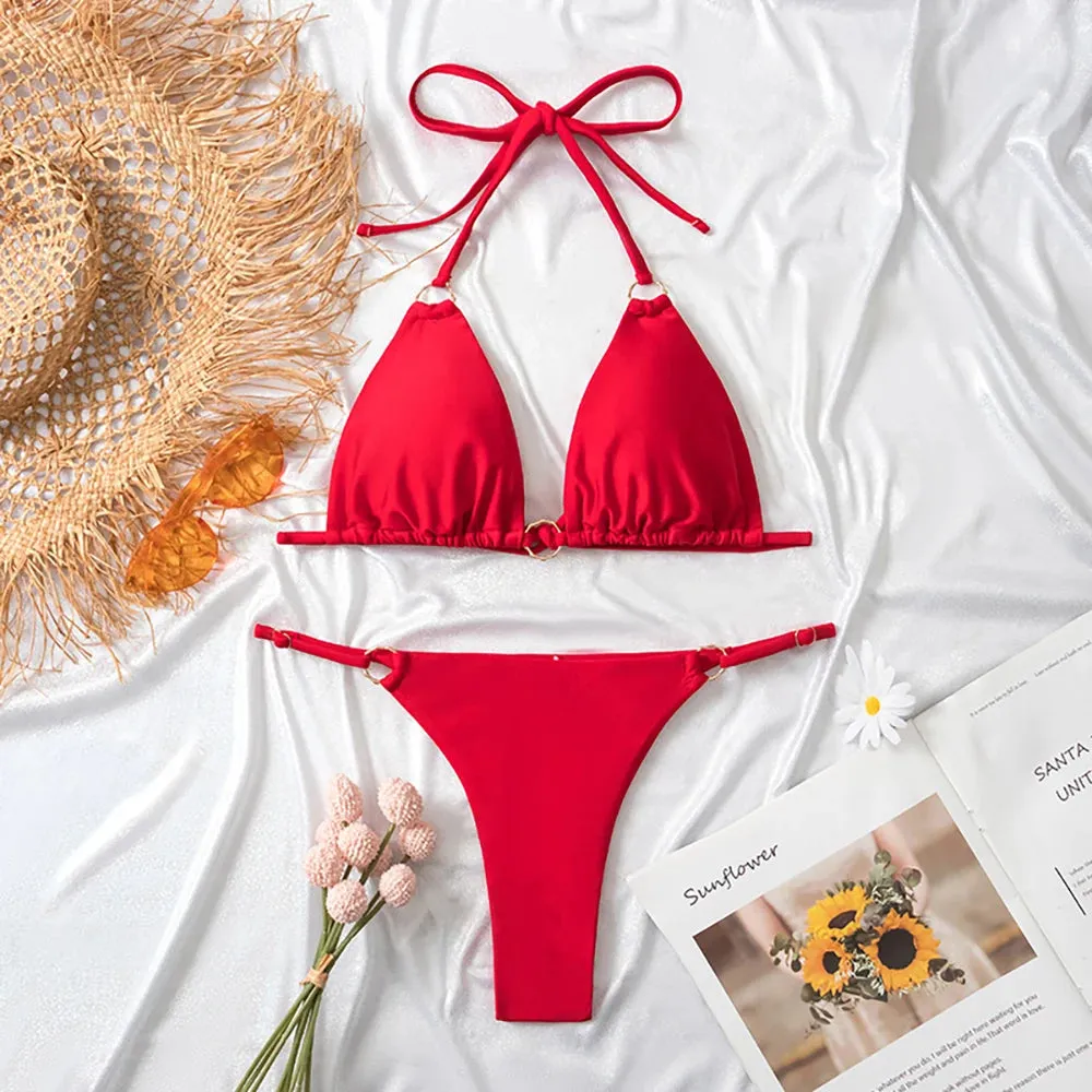 Rinabe Halter Bikinis - Solid Color Swimwear Set