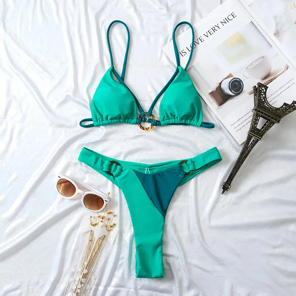 Rinabe Halter Bikinis - Solid Color Swimwear Set