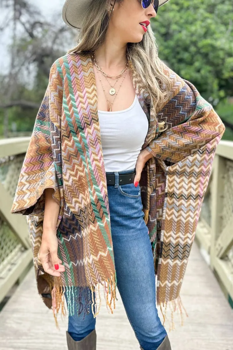 Ruana Boho Chevron Print