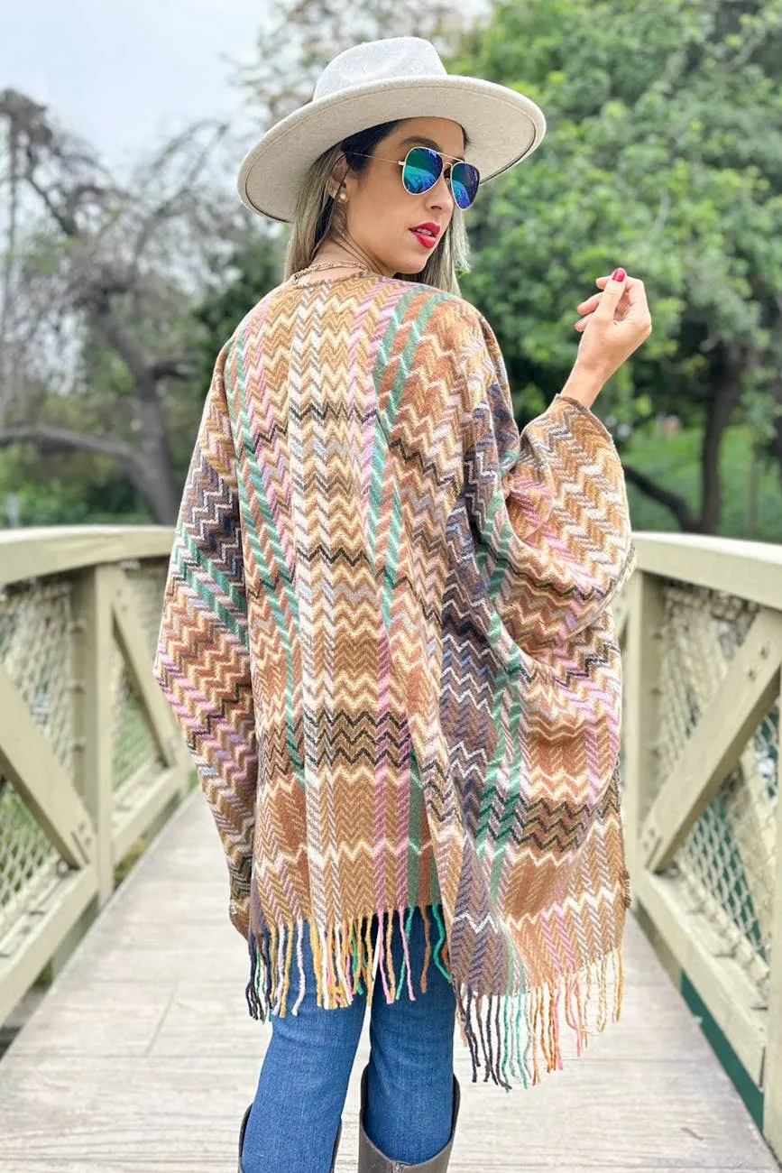 Ruana Boho Chevron Print