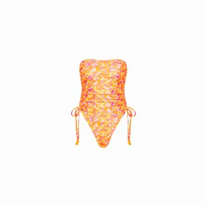 Ruched Bandeau One Piece - Mimosa Meadows