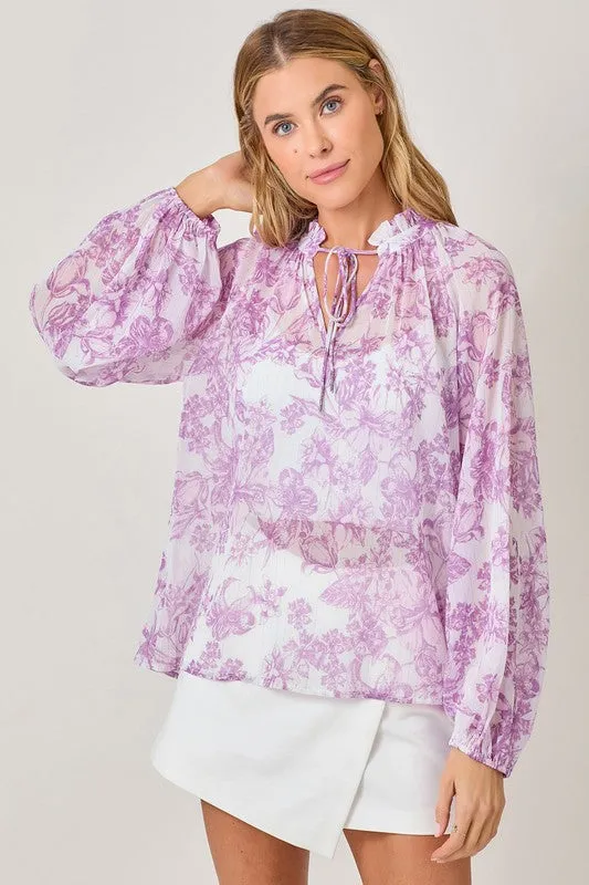 Ruffle Collar Peasant Blouse