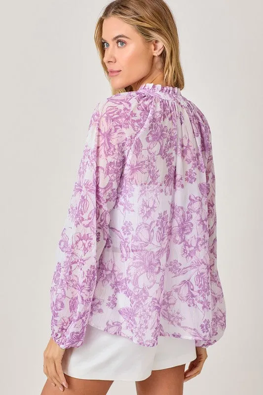 Ruffle Collar Peasant Blouse