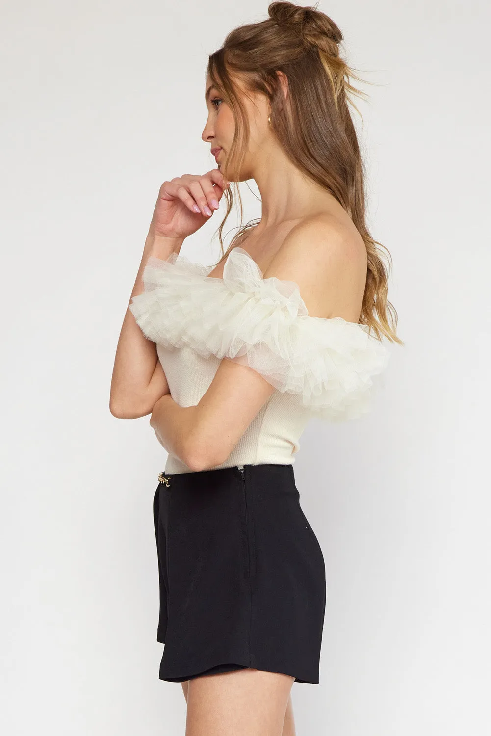 Ruffle His Feathers Bodysuit in White