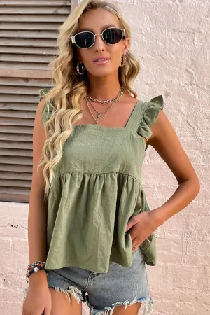 Ruffle Shoulder Babydoll Top