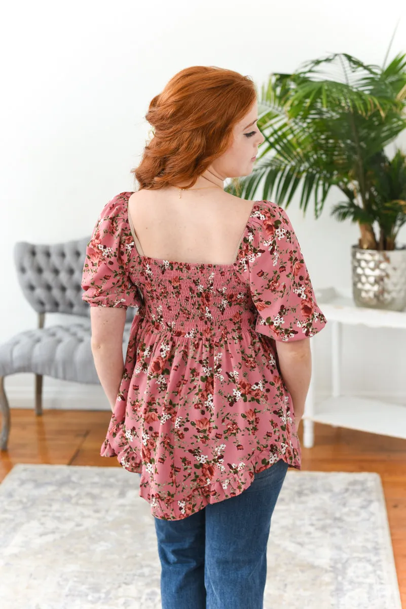 Sadie Floral Smock-Back Blouse FINAL SALE