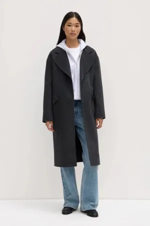 Sadie Single Breasted Wool Coat  - Charcoal Marle