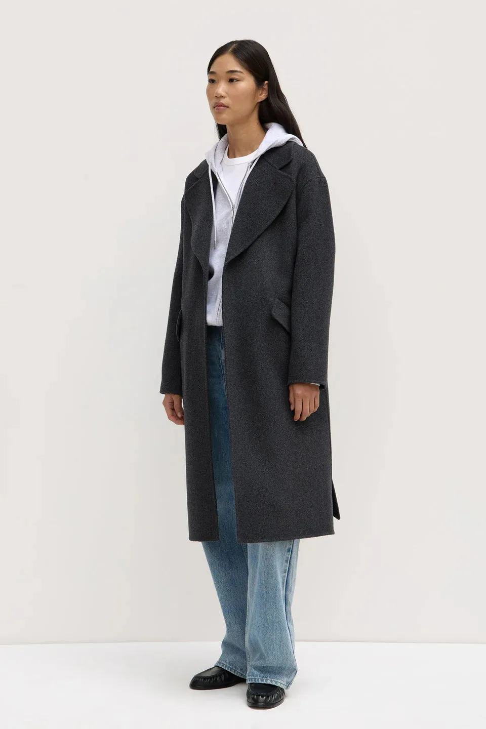 Sadie Single Breasted Wool Coat  - Charcoal Marle