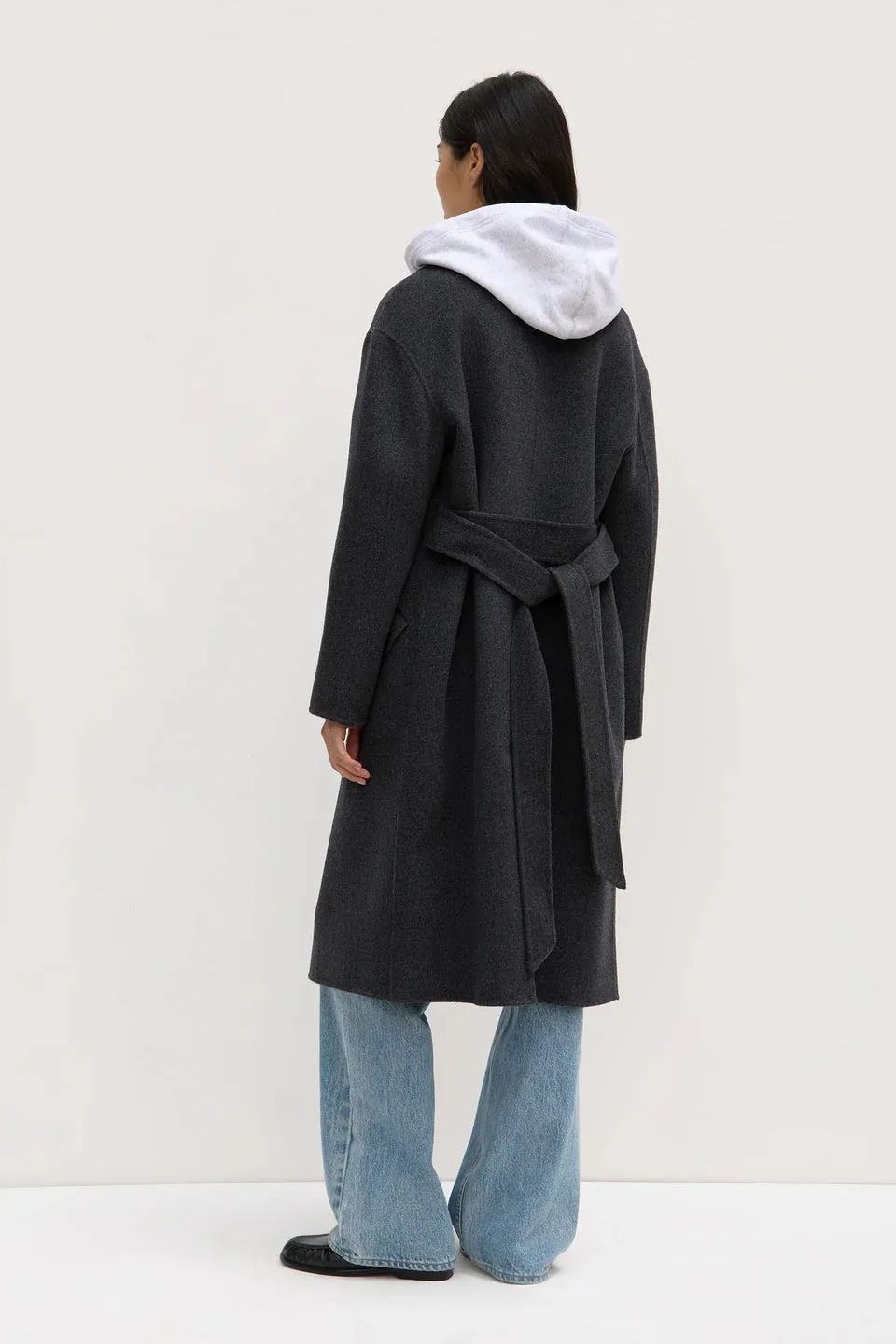 Sadie Single Breasted Wool Coat  - Charcoal Marle