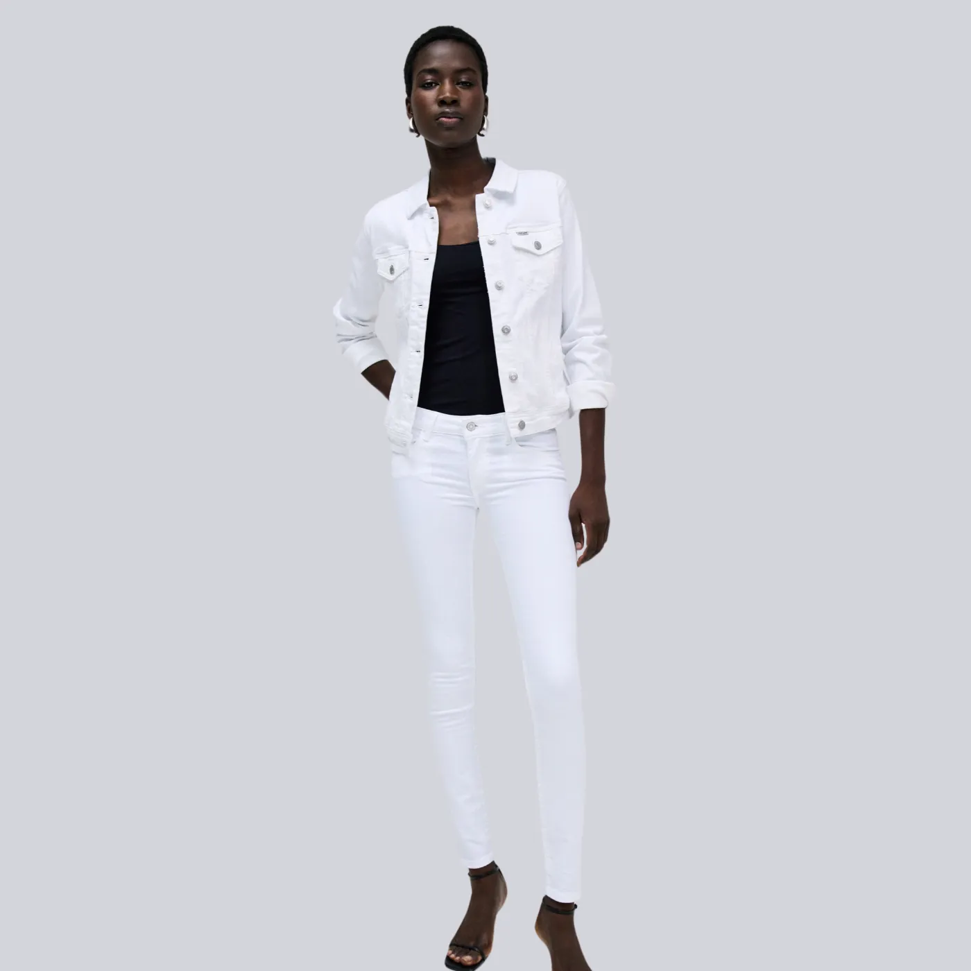 Salsa Slim White Denim Jacket