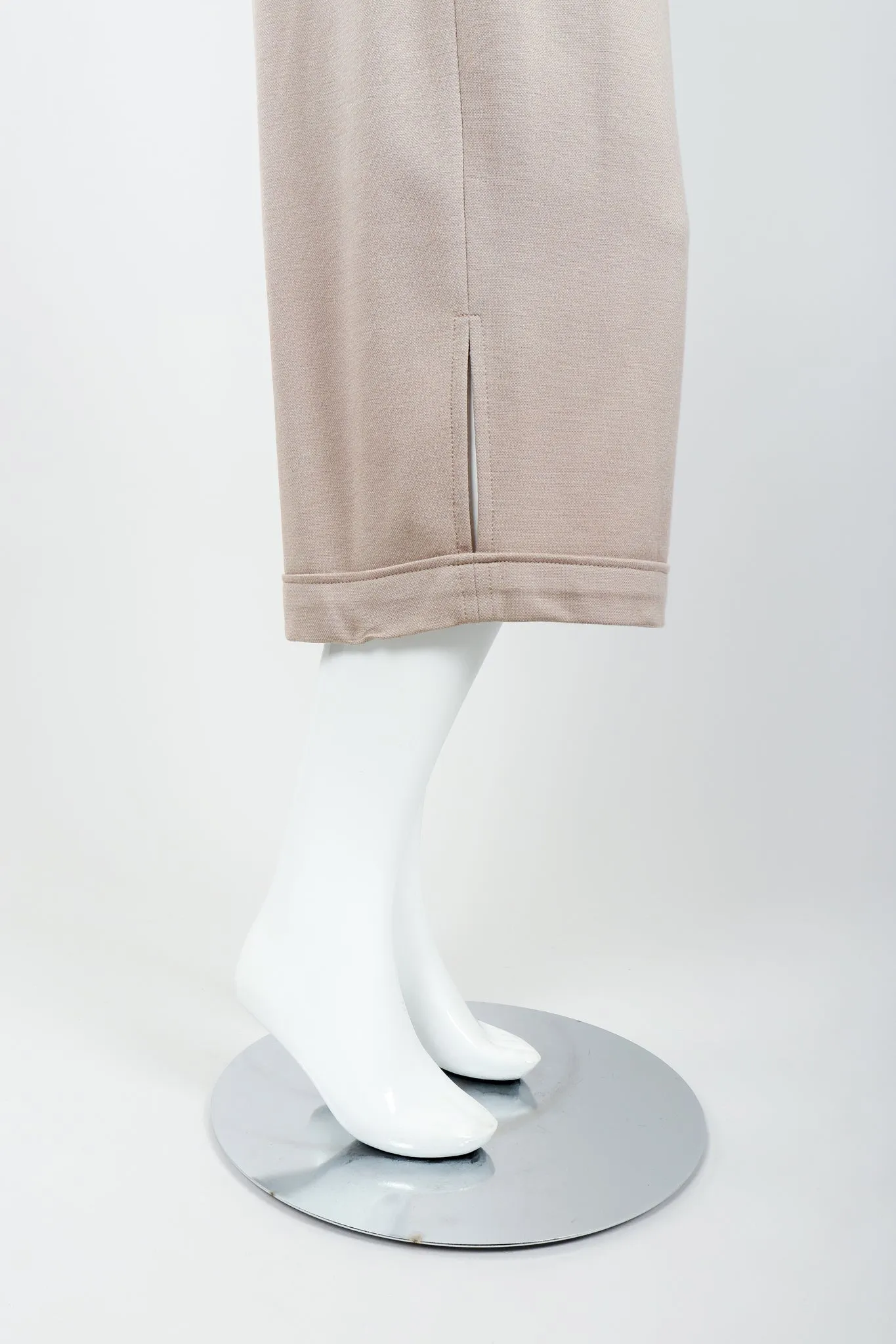 Sand Beige Knit Cropped Trouser
