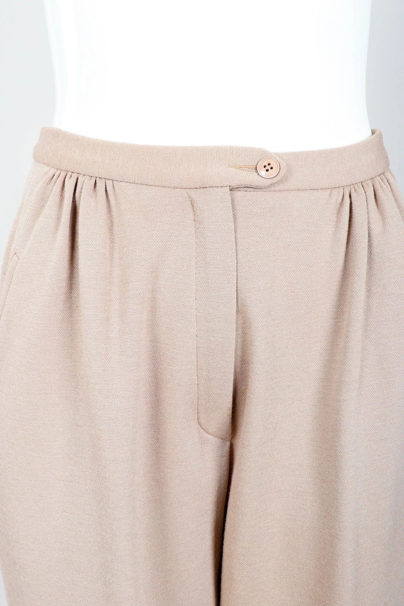 Sand Beige Knit Cropped Trouser