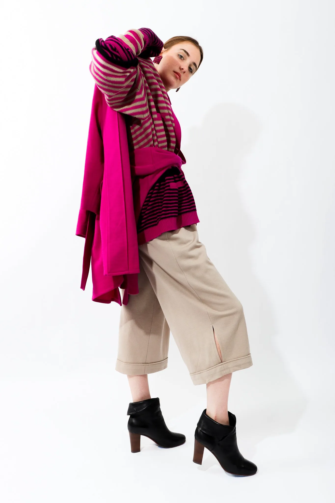 Sand Beige Knit Cropped Trouser