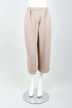 Sand Beige Knit Cropped Trouser
