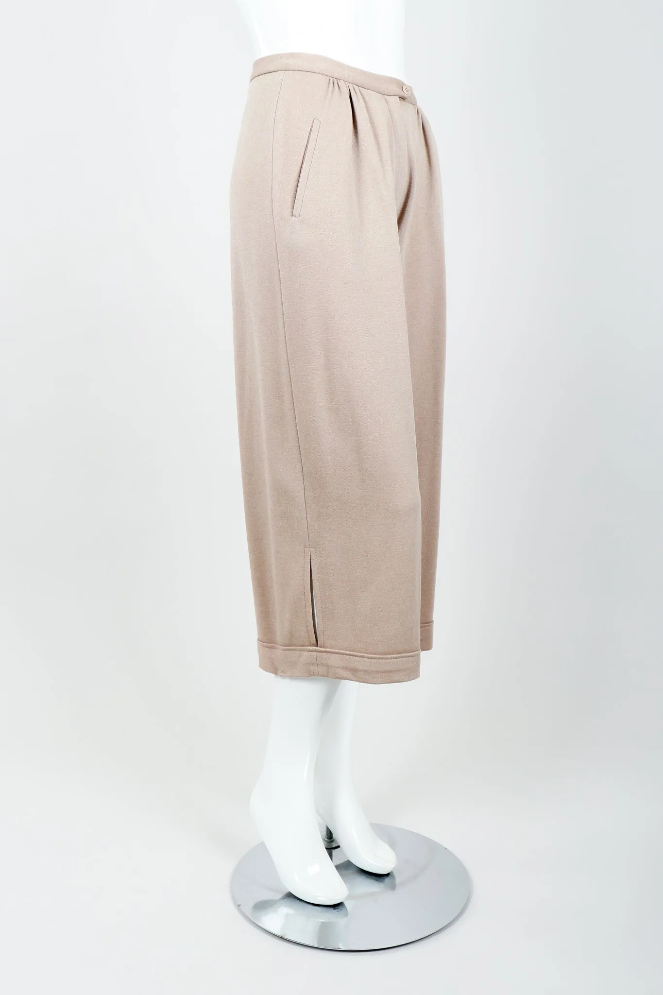 Sand Beige Knit Cropped Trouser
