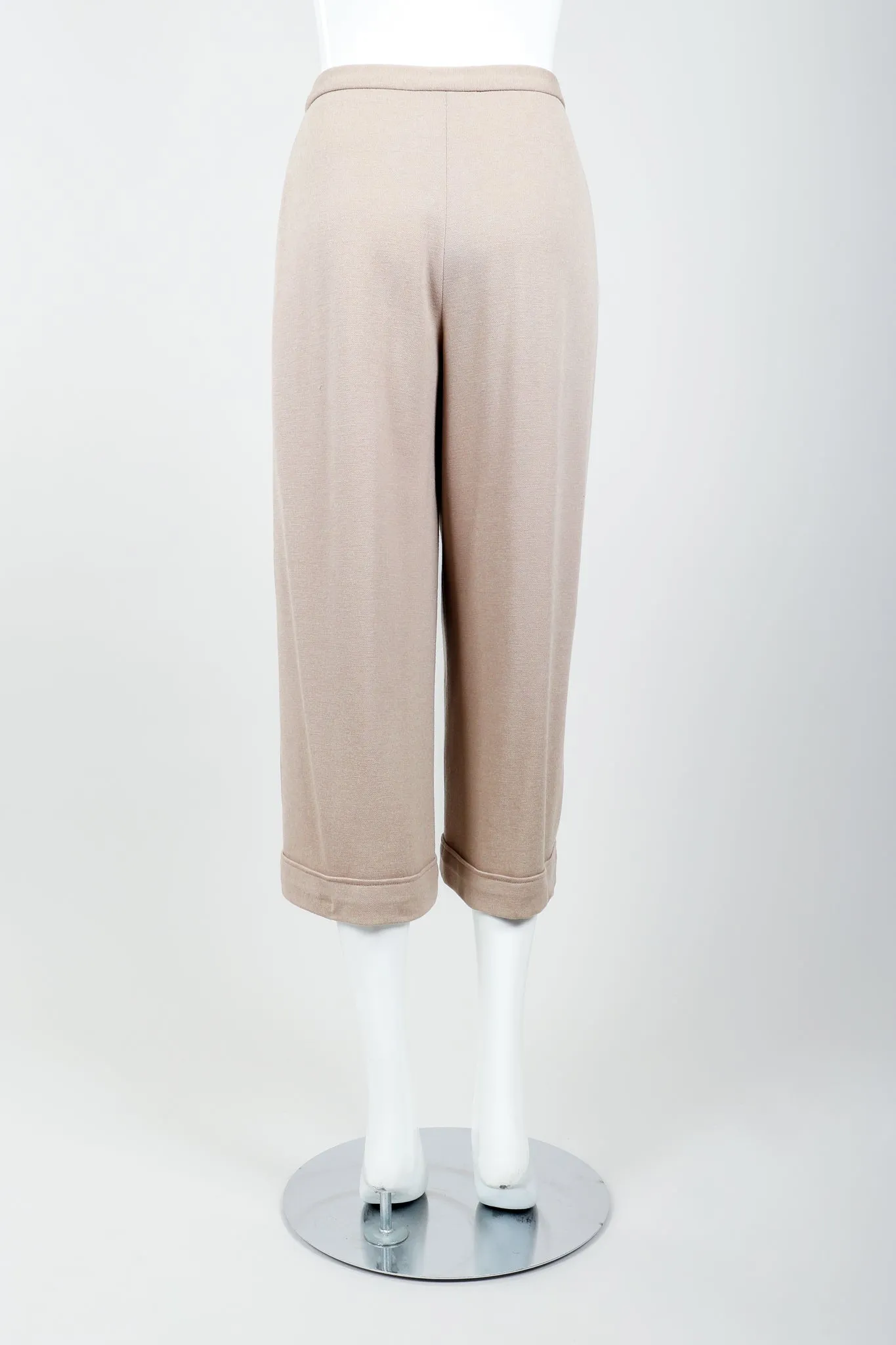 Sand Beige Knit Cropped Trouser