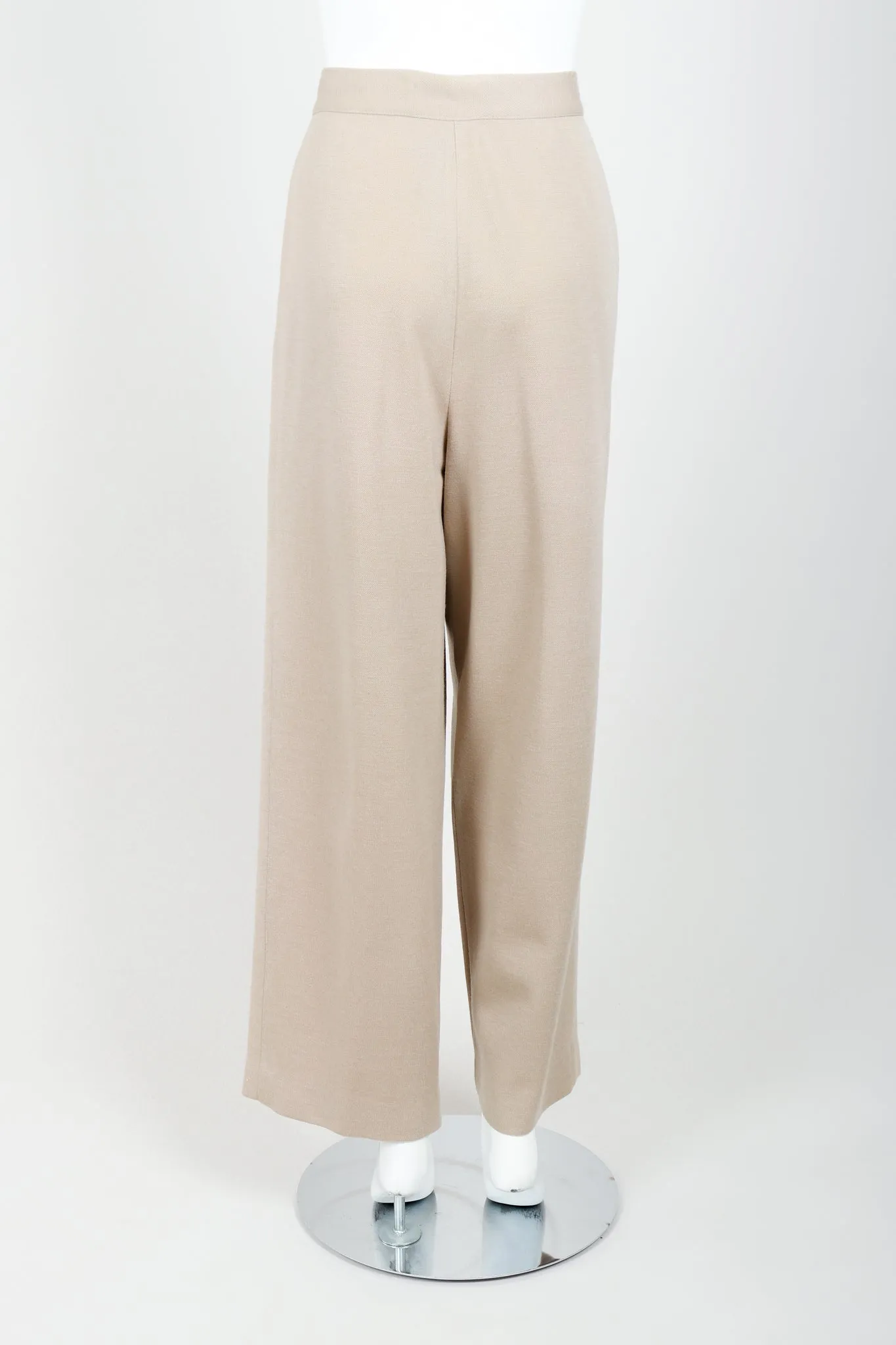 Sand Beige Knit Pleated Pant