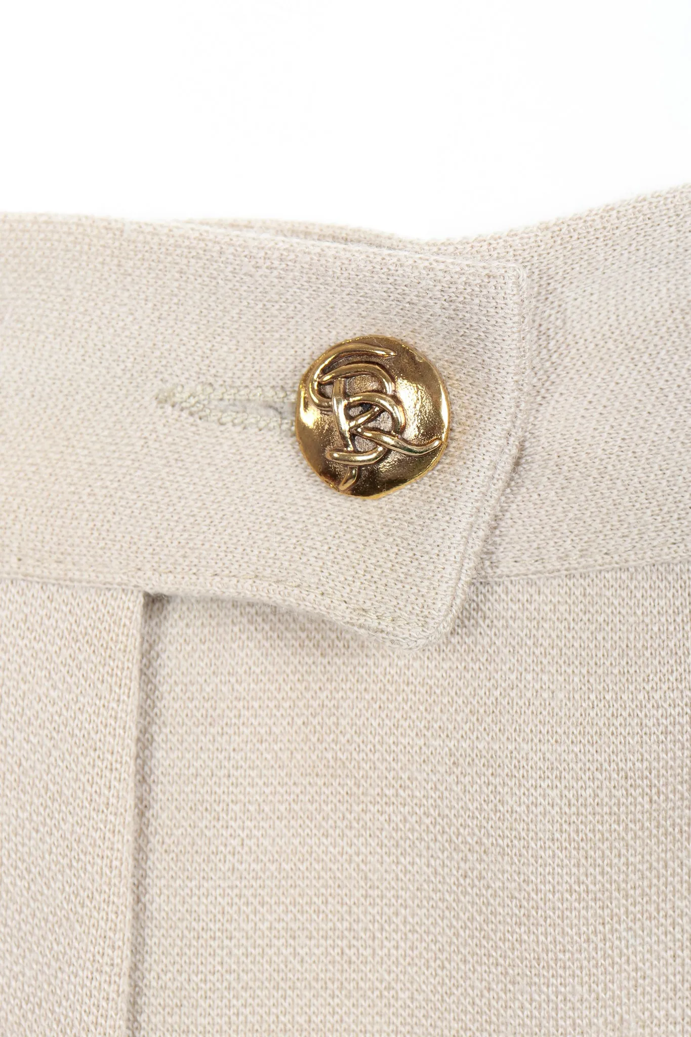 Sand Beige Knit Pleated Pant