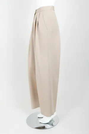 Sand Beige Knit Pleated Pant