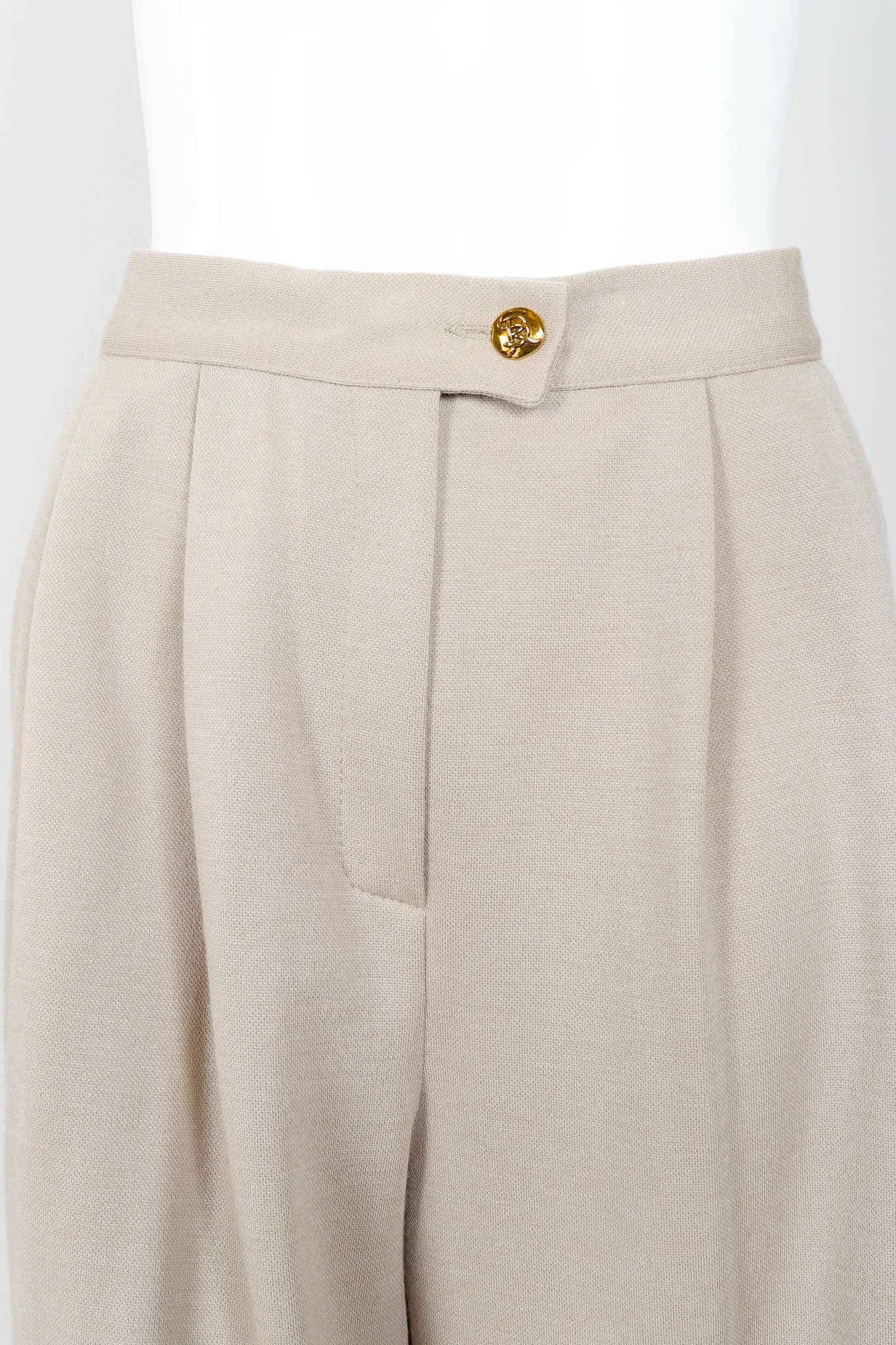 Sand Beige Knit Pleated Pant
