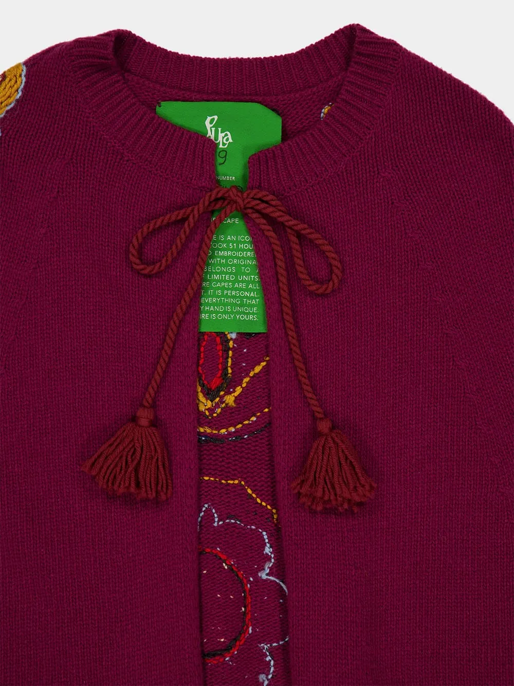 Saphire Purple Potion Hand Embroidered Knitted Cape